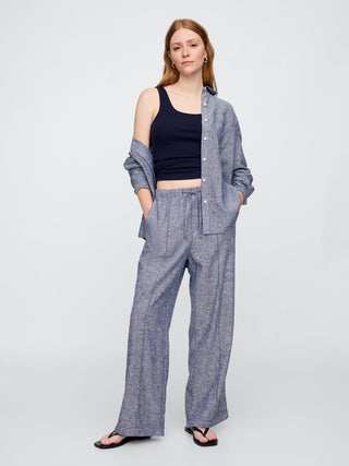 Pantalón con Cintura Elástica de Lino