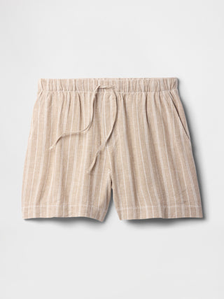 Shorts sin cordones en mezcla de lino de talle medio de 4".
