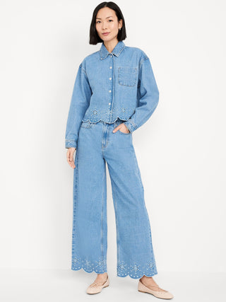 Jeans Wide Leg Talle Alto con Bolsillos
