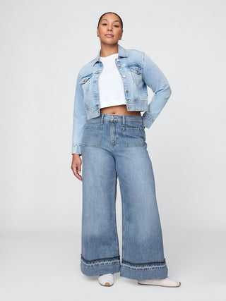 Jeans Anchos Talle Medio con Bolsillos
