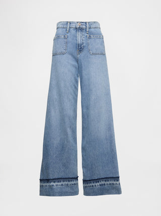 Jeans Anchos Talle Medio con Bolsillos