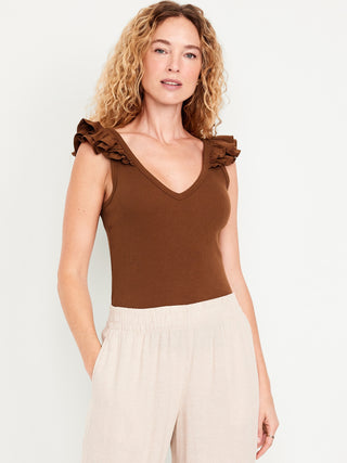 Camiseta sin Mangas con Detalle de Volantes