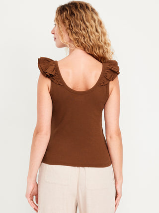 Camiseta sin Mangas con Detalle de Volantes