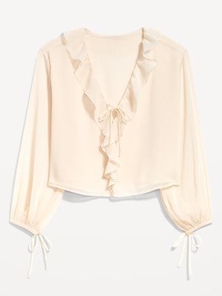 Blusa de Gasa con Detalle de Volantes