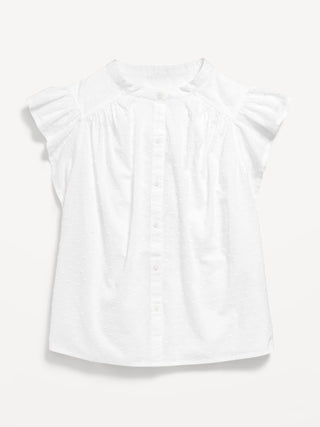 Camisa Manga Corta con Volantes de Algodón