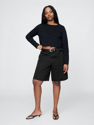 Bermuda Denim Talle Medio con Bolsillos