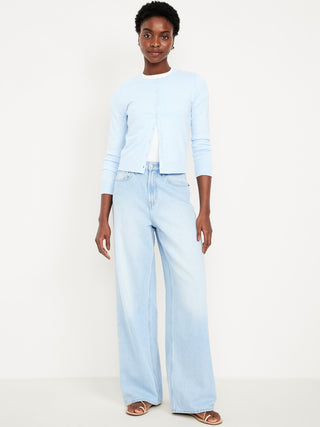 Jeans Holgados Talle Alto con Bolsillos