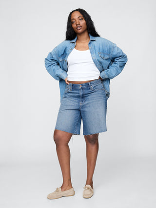 Bermuda Denim Talle Medio con Bolsillos