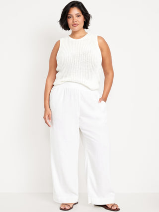 Pantalón Ancho Talle Alto de Lino