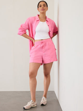 Short con Cintura Elástica de Lino