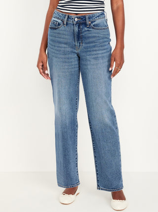 Jeans Holgados Talle Medio con Bolsillos