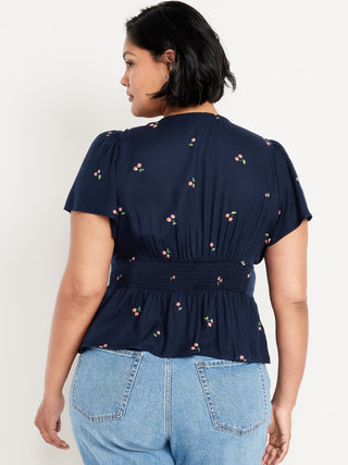 Blusa Cuello V con Botones Delanteros
