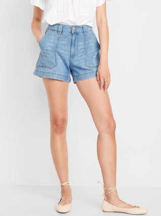 Short Denim Talle Alto con Bolsillos