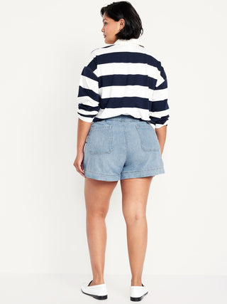 Short Denim Talle Alto con Bolsillos