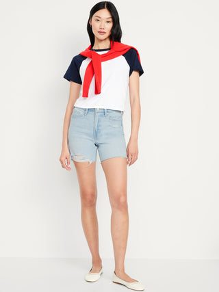 Short Denim Talle Alto con Bolsillos