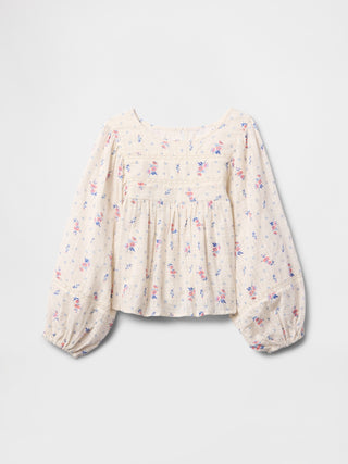 Camisa Manga Larga con Detalle Bordado, Niña