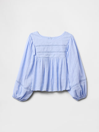 Camisa Manga Larga con Detalle Bordado, Niña