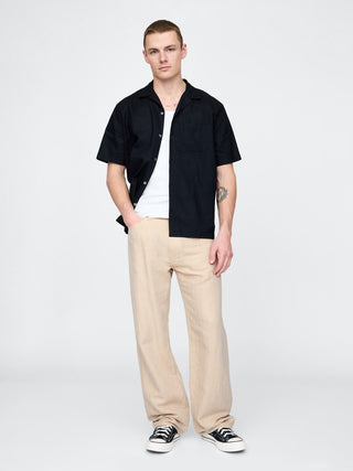 Pantalón Holgado con Bolsillos de Lino
