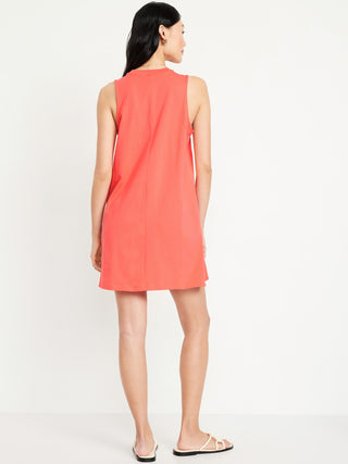 Vestido sin Mangas Cuello Redondo de Algodón