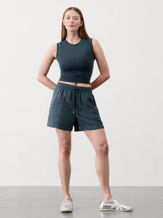 Short con Cintura Elástica de Lino