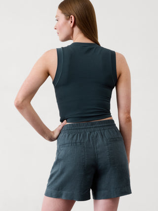 Short con Cintura Elástica de Lino