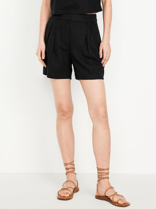Short Talle Alto con Bolsillos de Lino