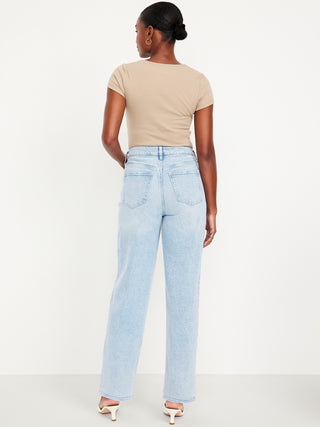 Jeans Holgados Talle Alto con Bolsillos