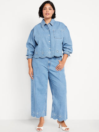 Jeans Wide Leg Talle Alto con Bolsillos