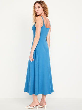 Vestido Midi sin Mangas con Tejido Acanalado