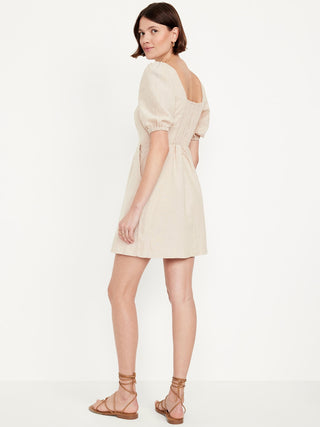 Vestido Cuello Cuadrado con Botones Delanteros