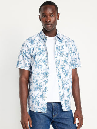 Camisa Manga Corta de Algodón Estampado Floral