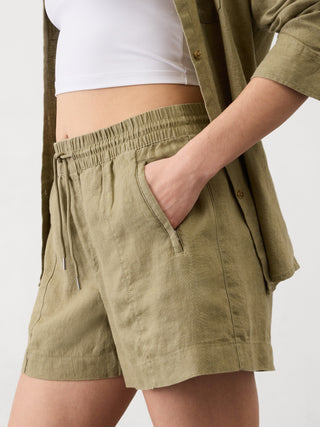 Short con Cintura Elástica de Lino