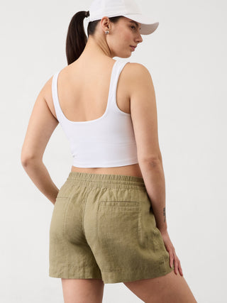 Short con Cintura Elástica de Lino