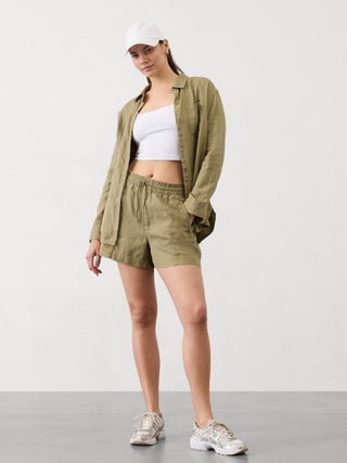 Short con Cintura Elástica de Lino