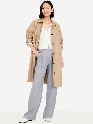 Pantalón Ancho con Cintura Elástica de Lino