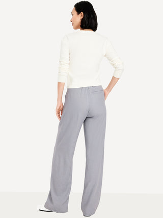Pantalón Ancho con Cintura Elástica de Lino