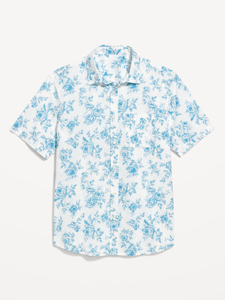 Camisa Manga Corta de Algodón Estampado Floral