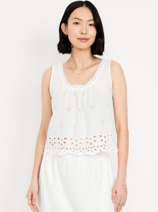 Blusa sin Mangas con Detalle de Ojales