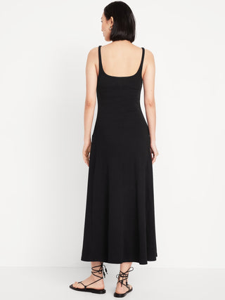 Vestido Midi sin Mangas con Tejido Acanalado
