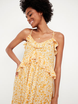 Vestido Midi con Volantes Estampado Floral