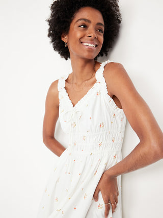 Vestido Midi sin Mangas con Estampado Floral
