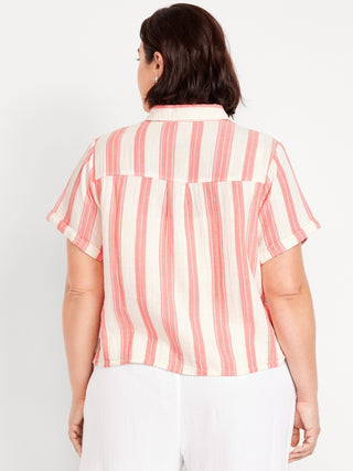 Camisa Manga Corta con Estampado de Rayas