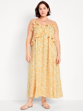 Vestido Midi con Volantes Estampado Floral