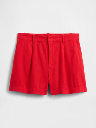 Short Talle Alto con Pinzas de Lino