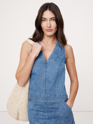 Blusa Denim con Espalda Abierta