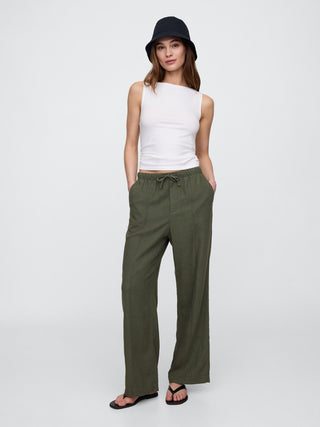Pantalón con Cintura Elástica de Lino