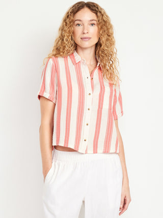 Camisa Manga Corta con Estampado de Rayas