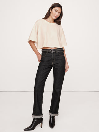 Camiseta Crop Oversize de Algodón