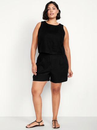 Short Talle Alto con Bolsillos de Lino