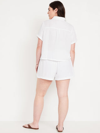 Short con Cintura Elástica de Gasa Arrugada